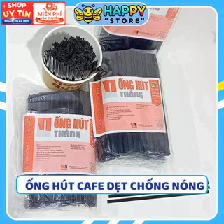 Ống Hút Chống Nóng, Ống Hút Dẹt Khuấy Cà Phê Nóng 2 Tia Giảm Nóng