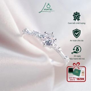 [TẶNG HỘP ĐỰNG] Nhẫn bạc nữ Snow Princess Laura Jewelry  nạm đá lấp lánh, sang trọng LJ0261