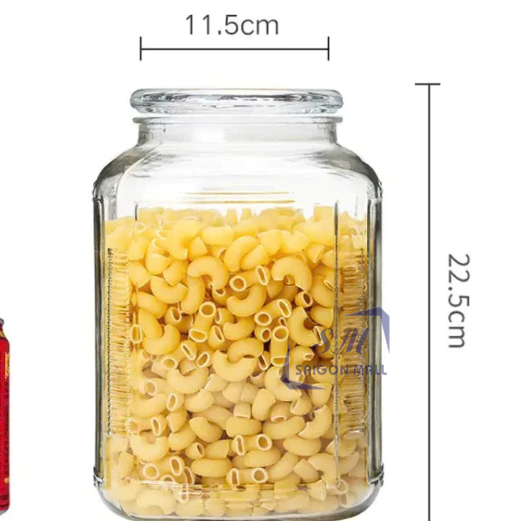 Hũ vuông 3 lít hũ ngâm trà trái cây , hũ vuông 3.3 lít đựng các loại hạt , lọ thủy tinh đựng gia vị