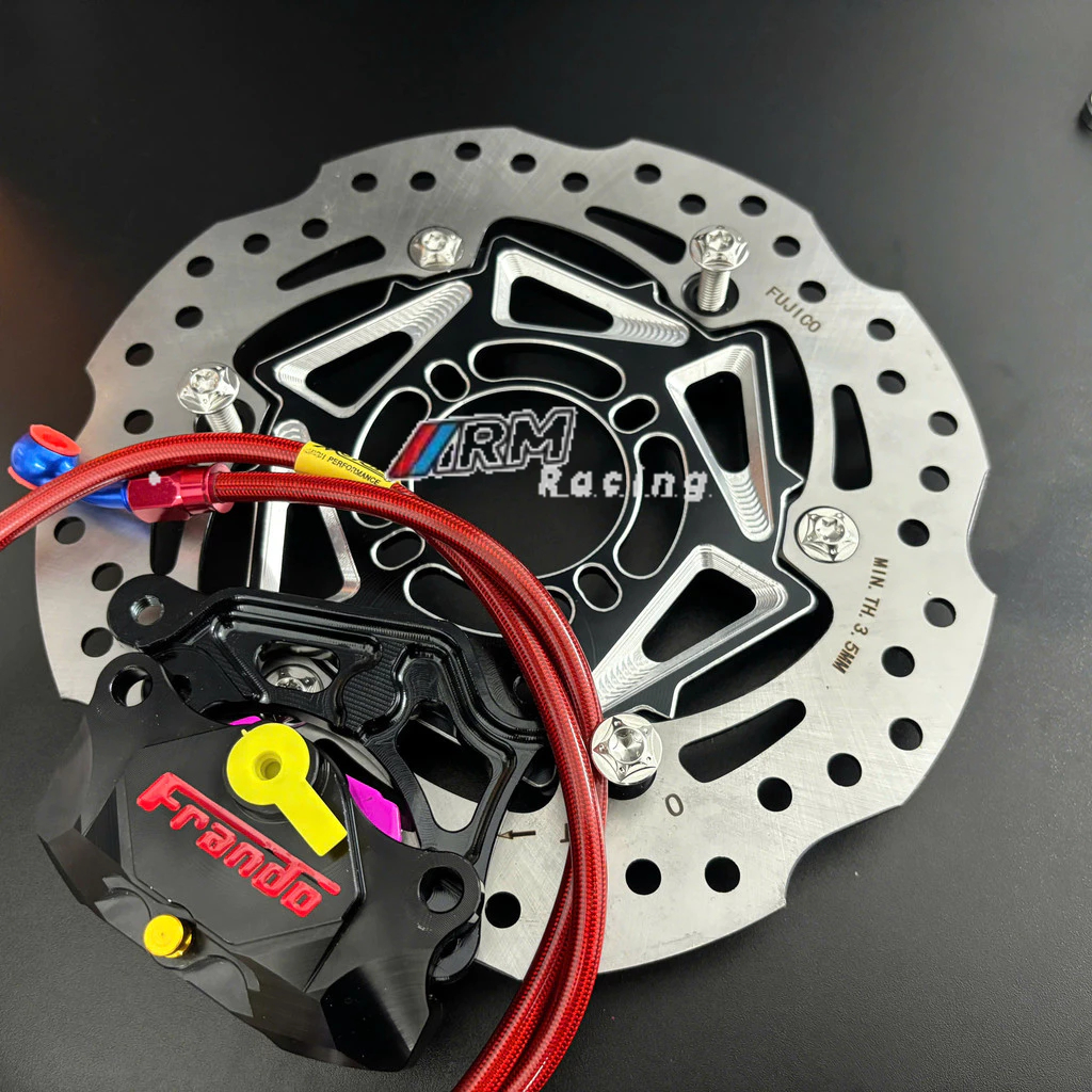 Combo Trước Xe Wave100 / ZX  ( Đĩa Vành Răng 267mm + Heo Frando  2pis + Pát CNC+Dây Dầu ) TẶNG 6 ốc 