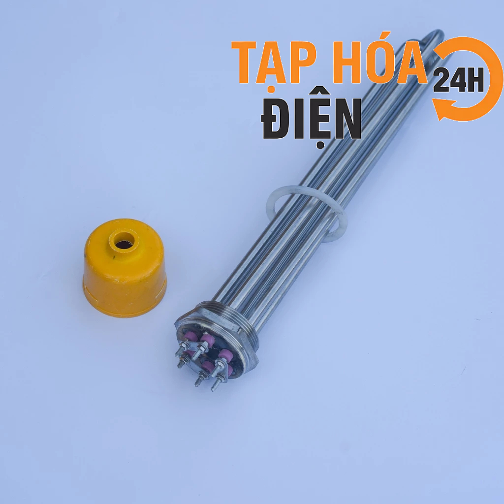 Phi 59 6Kw, điện trở ren 59 công suất 6kw, thanh nhiệt cục ren 6kw phi 59 dài 30cm điện áp 220V