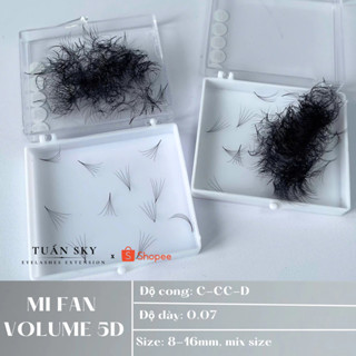 Mi fan volume 5D dày 0.07 cong C-CC-D, mi fan xưởng xòe đều,bắt keo tốt, Dụng cụ nối mi TUẤN SKY