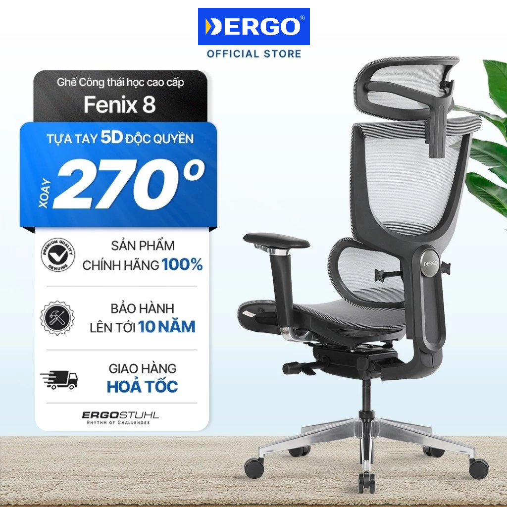 Ghế Công Thái Học Ergonomic Office Chair Ergostuhl Fenix 8 - Tay Vịn 5D Xoay 270°