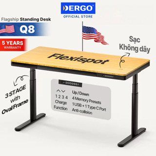 Bàn Làm Việc Đứng Điều Chỉnh Độ Cao DERGO Flexispot Q8 Mặt Bàn Tre Tự Nhiên