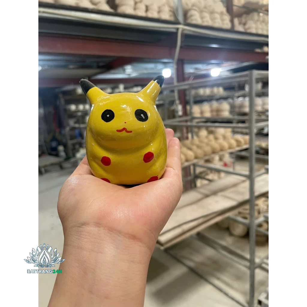 [Lỗ ngang]Lợn Sứ Heo Sứ Ống Heo Tiết Kiệm Hình Pikachu Mini Siêu Đáng Yêu Hàng Bát Tràng