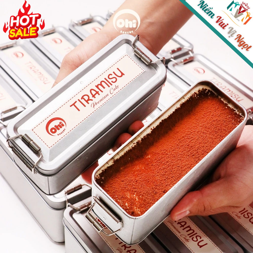 Hộp Thiếc Tiramisu, Hộp Bánh Dứa, Bánh Quy, Bánh Lạnh, Hộp Đựng Thực Phẩm 450ml Có Khoá Cài Siêu Hot