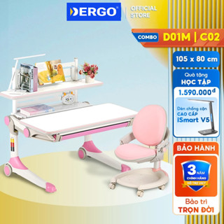 Bộ Bàn Học Cao Cấp DERGO Hanover D01M - C02 Chống Gù Chống Cận (Tặng đèn chống cận iSmart V5)