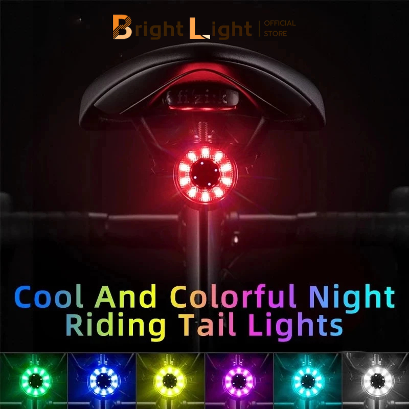 Đèn hậu xe đạp, đèn phanh thông minh có thể sạc lại bằng USB Đèn ngủ LED chống nước Đèn cảnh báo xe đạp Đèn hậu