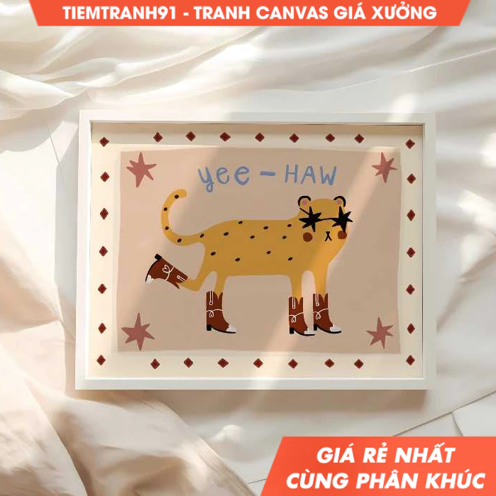 Tranh treo tường, Cowboy Cheetah, Eclectic Illustration Art, Bedroom , Animal Illustration, Nursery,