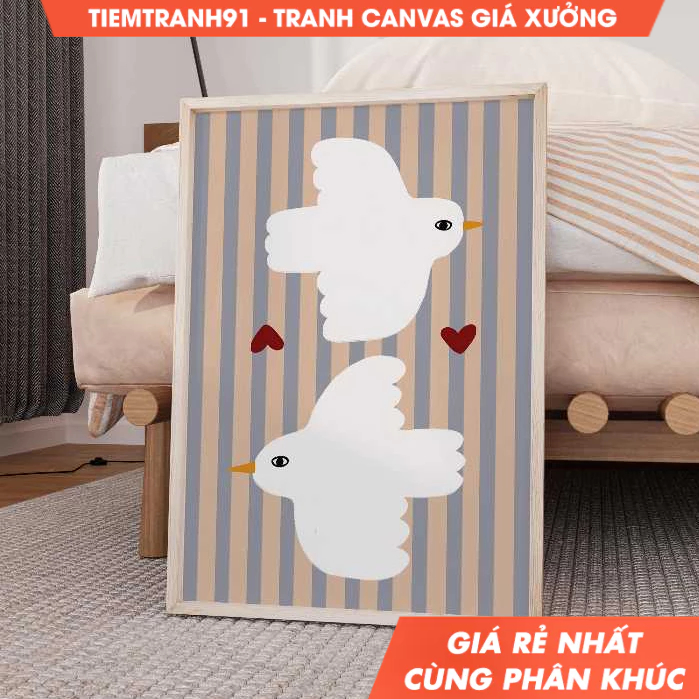 Tranh treo tường, Doves Print, Eclectic Illustration Art, Bedroom Art, Animal Illustration, Nursery 