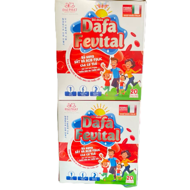 ( mẫu mới) Bổ máu Dafa Fevital bổ sung sắt và acid folic hộp 20 ống x 10ml