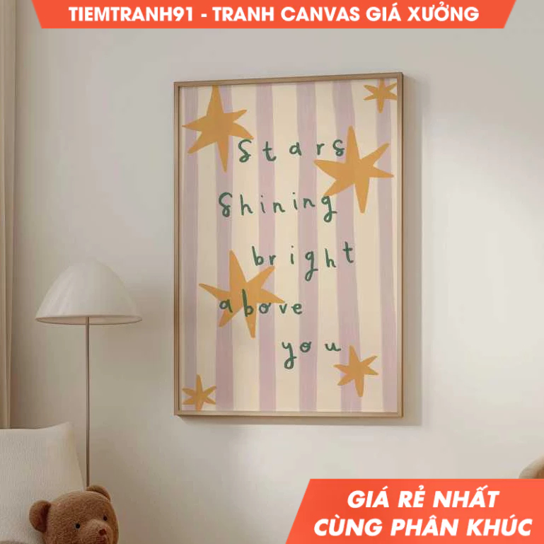 Tranh treo tường ,Stars Bright Above You Print, Star Nursery Print, Illustration, Nursery Wall Art, 