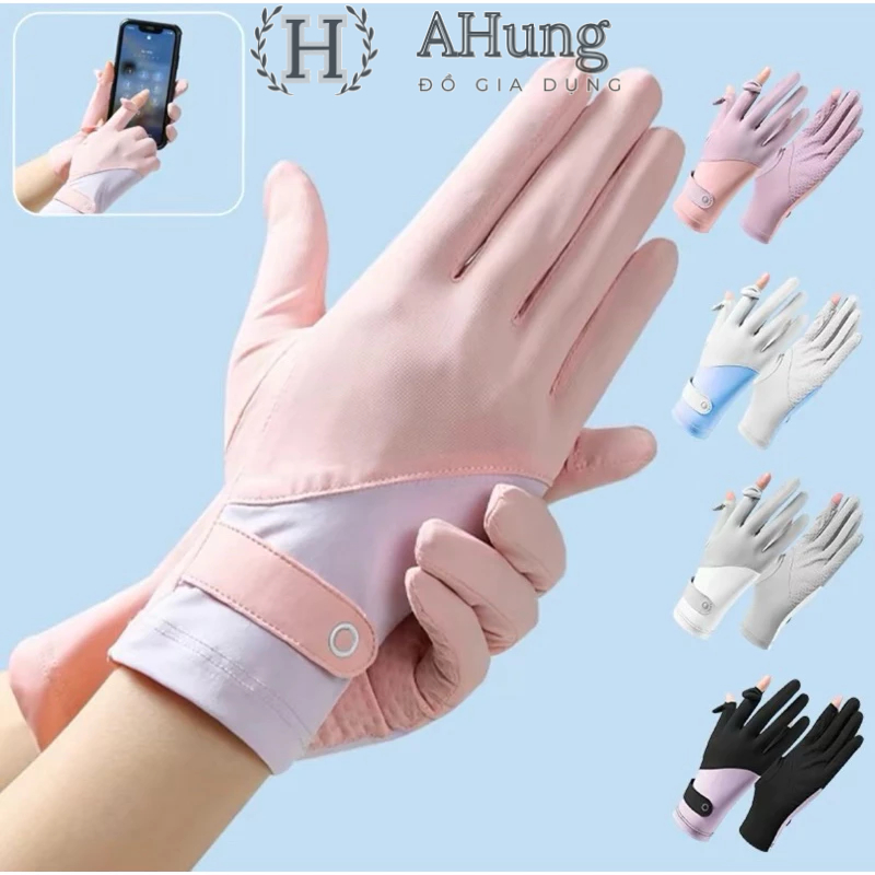 Găng tay chống nắng UPF50+ bao tay đi xe máy lái xe vải thun lạnh cao cấp