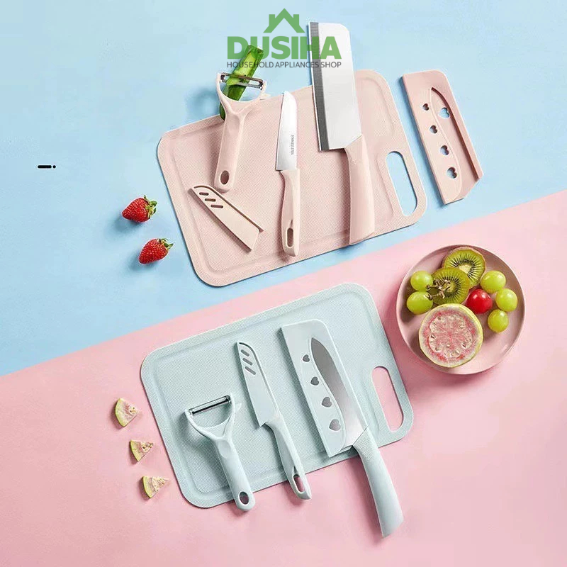 Bộ Thớt Dao 5 Món Làm Từ Lúa Mạch, Bộ Dụng Cụ Nhà Bếp Dao Thớt, Kéo, Nạo SEKO Tiện Dụng