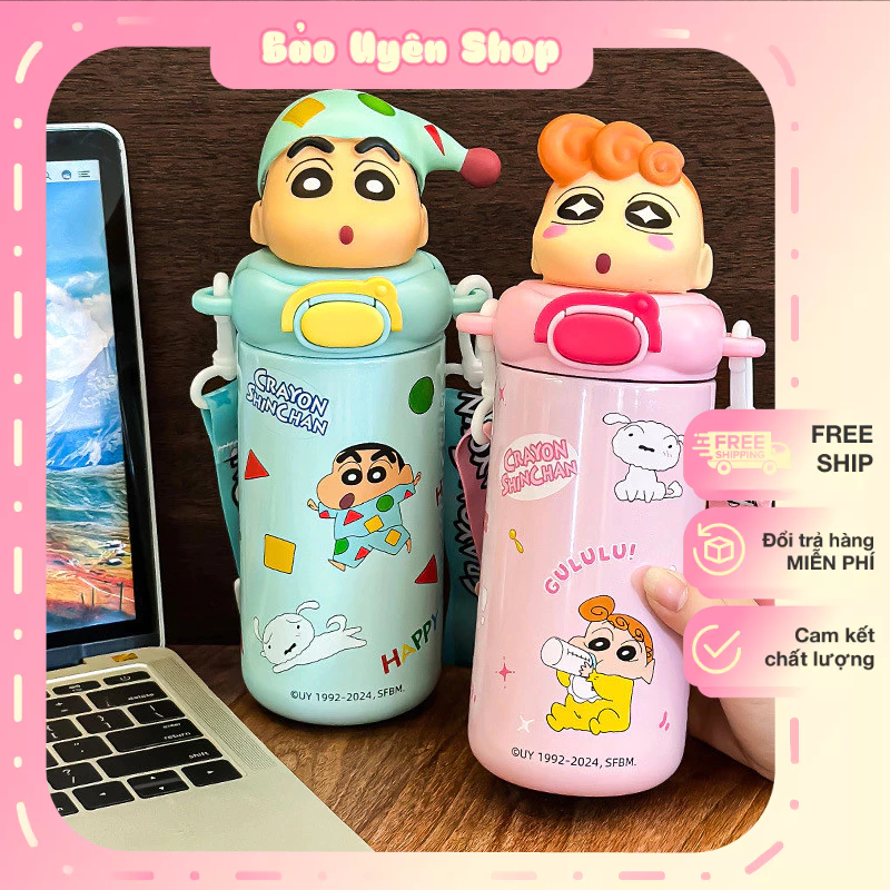 Bình Nước Giữ Nhiệt Cậu Bé Shin-chan Inox 316 Dễ Thương 480ml - Ly Giữ Nhiệt Americano Inox 316 Cao 