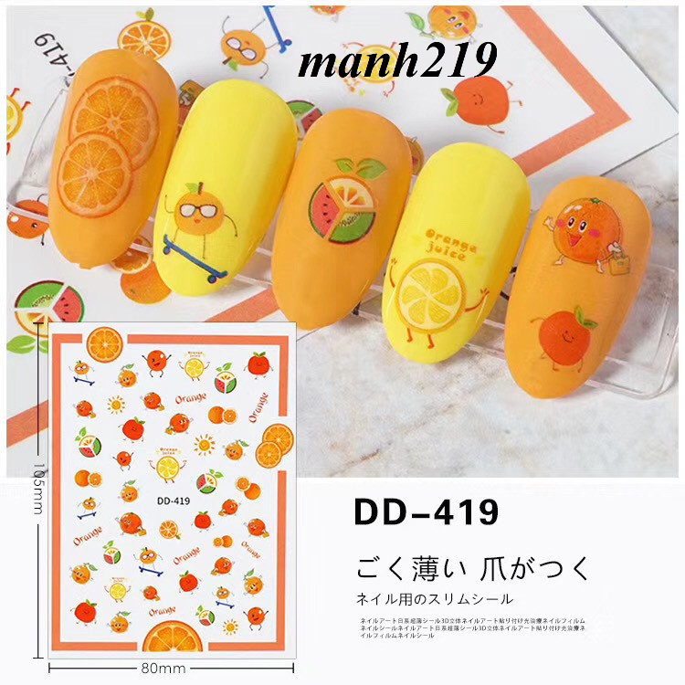 Sticker dán móng hình hoa quả