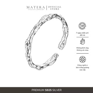 Nhẫn bạc nữ Carina Refined Ring MATERA S925 chính hãng viền nhăn trơn tinh tế thiết kế basic MNH04