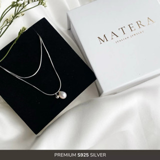 Dây chuyền bạc nữ MATERA Julia Pearl Neckle S925 sợi lụa mảnh 2 lớp đính hạt trai nước ngọt