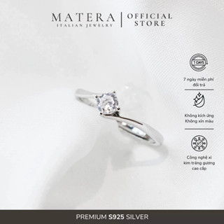Nhẫn bạc nữ MATERA S925 Lucy Ring đính đá kim cương nhân tạo cao cấp quà tặng bạn gái MNH01