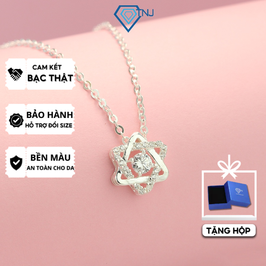 Dây chuyền bạc nữ đính đá, vòng cổ nữ bạc 925 đính đá ngôi sao sáu cánh lấp lánh DCN0268 - Trang Sức TNJ
