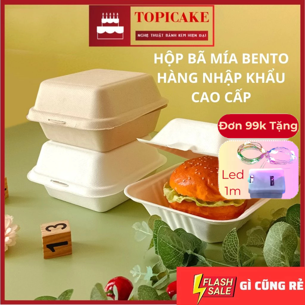 Hộp Bã Mía Đựng Bánh Kem Bento - Hộp Đựng Bánh Humburger,Tiramisu,Mousse