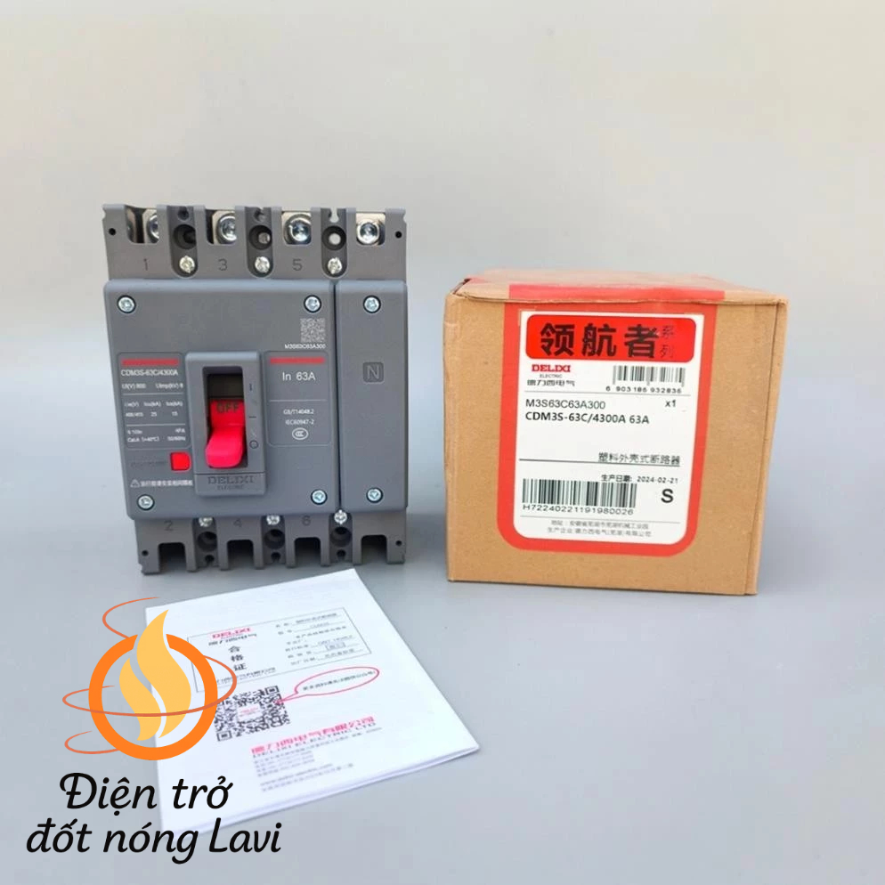 Aptomat khối, át khối 4 pha chống giật chống quá tải hàng delixi chính hãng bảo hành 1 năm.