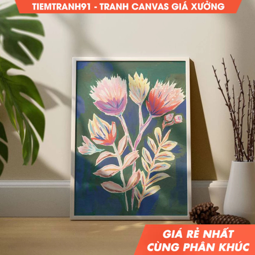 Tranh treo tường, Abstract Floral Botanical Wall Art, Colorful, Abstract Wall Art, Acrylic Art, tặng