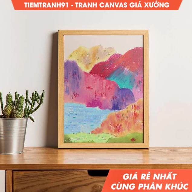 Tranh treo tường, Abstract Mountain , Colorful , Abstract Wall Art, Acrylic Art, Printable Art, tặng