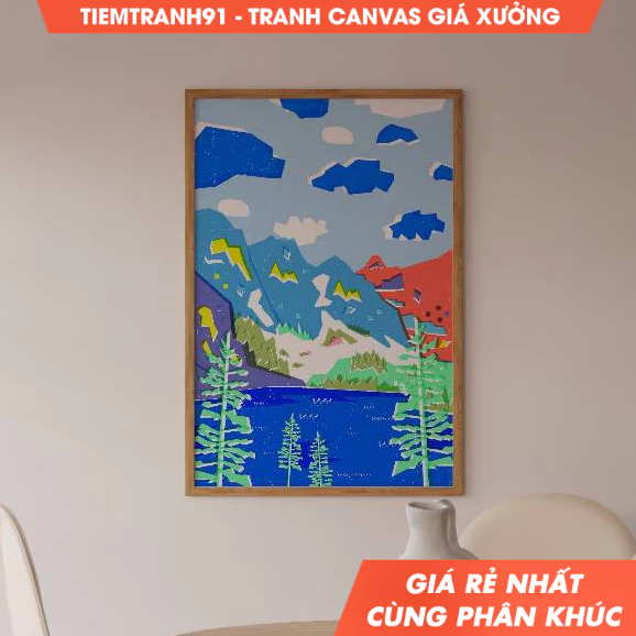 Tranh treo tường ,Abstract Mountain , Colorful , Abstract Wall Art, Acrylic Art, Printable Art, tặng