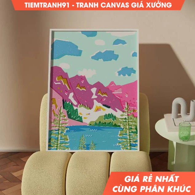 Tranh treo tường, Abstract Mountain , Colorful , Abstract Wall Art, Acrylic Art, Printable Art, tặng