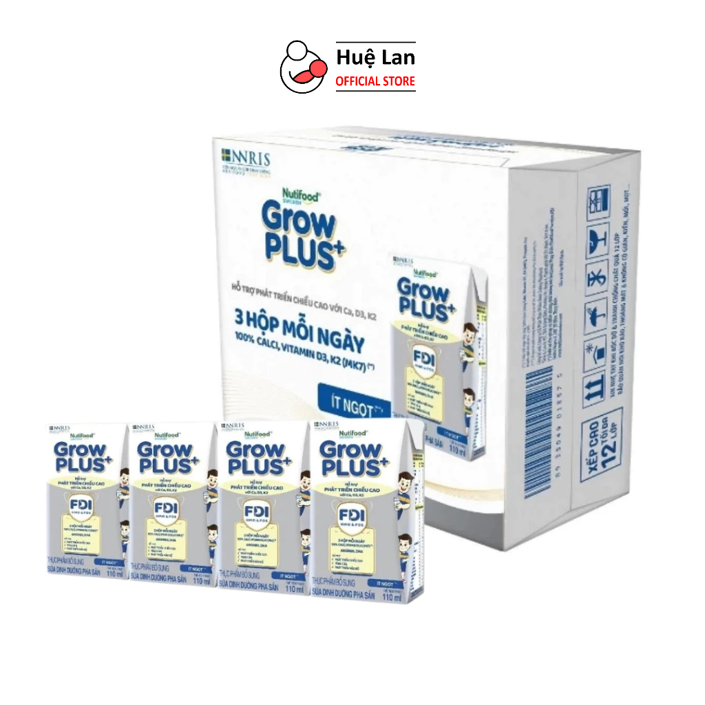 Thùng 24 Sữa Bột Pha Sẵn Nutifood Sweden Grow Plus+ Bạc Hộp 110ml - Cao lớn vượt trội