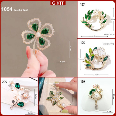 GOTI - Tag Ghim Cài Áo Hình Hoa Xanh Lá Cây Phụ Kiện Đẹp Trang Trí Váy Đầm Dành Cho Nữ CA1054
