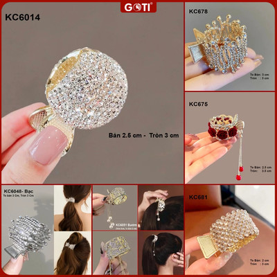 GOTI Kẹp Tóc Đuôi Ngựa Dạng Tròn Đính Đá Bầu Xinh Xắn Trẻ Trung Quà Tặng Cho Nữ 20/10 8/3 KC6014