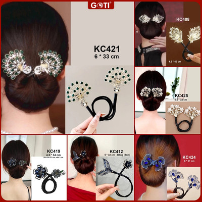 GOTI Dụng Cụ Tạo Kiểu Tóc Búi Dự Tiệc Kiểu Kẹp Quấn Tóc Búi Hình Đá Xoắn Xanh Lá Thanh Lịch KC421