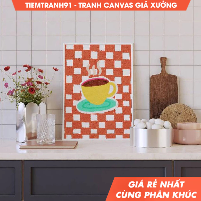 Tranh treo tường, Black Coffee Illustration, Colorful , Still Life Illustration, Printable Art, tặng