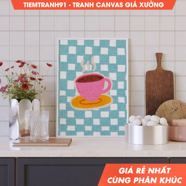 Tranh treo tường, Black Coffee Illustration, Colorful , Still Life Illustration, Printable Art, tặng