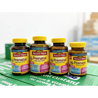 [Mẫu Mới Vị Cam+Date 2027] Vitamin Tổng Hợp+DHA Prenatal Bầu Mỹ Nature Made Prenatal Folic Acid + DHA 90 viên - 150 viên