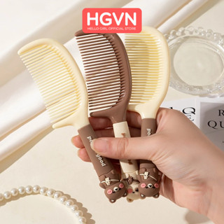 Lược chải tóc hình vịt con dễ thương màu nâu be cute tay cần nhựa dẻo kích thước nhỏ gọn mang đi tiện lợi cho mẹ và bé