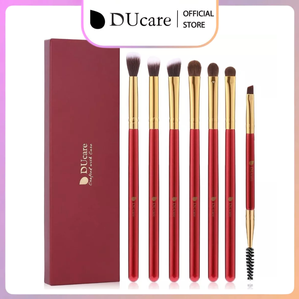 Bộ Cọ Trang Điểm Mắt DUcare 8 Cây – Tay Cầm Đỏ Ánh Kim, Kèm Hộp Sang Trọng