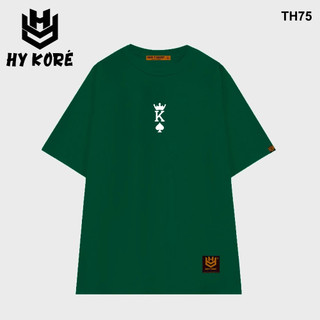 Áo thun HY KOREA form rộng logo thêu K Bích 75 tay lỡ nam nữ