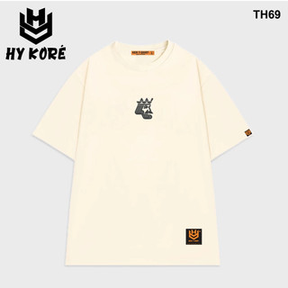 Áo thun HY KOREA form rộng logo thêu 69 tay lỡ nam nữ