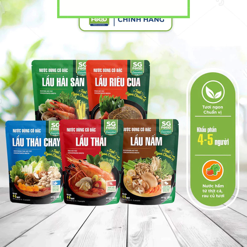 Lẩu Thái SG Food, Lẩu Hải Sản, Lẩu Nấm, Riêu Cua, Nước Lẩu Thái, Lẩu Thái Chay 180g