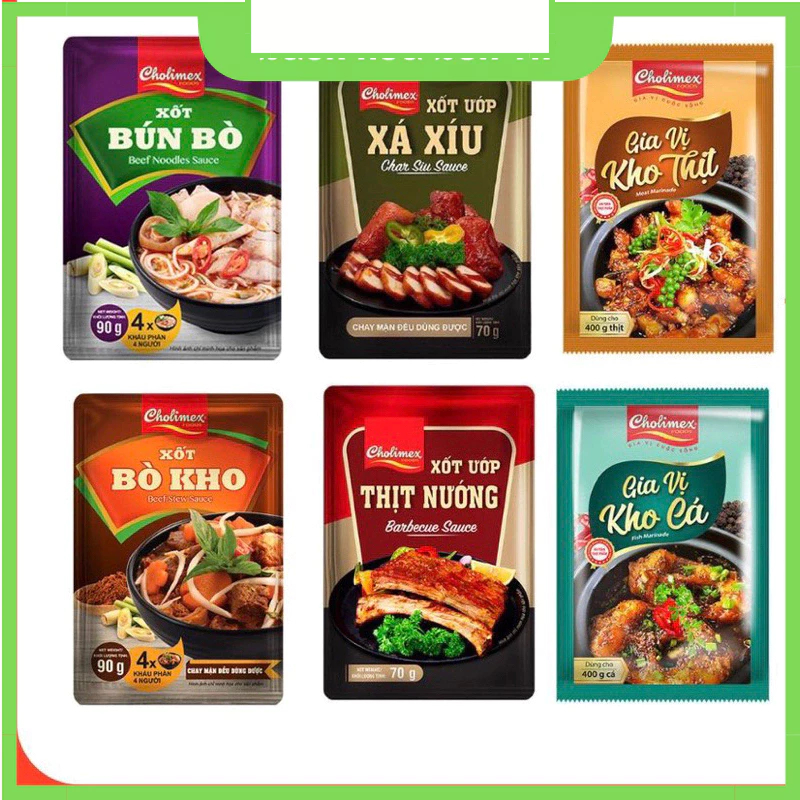 (HẠN SỬ DỤNG ở tên phân loại)5 Gói Xốt/ SốtThịt Nướng / Sốt Bò Kho, Sốt Xá Xíu/ Cholimex / Chinsu/ Deli/ SG Food/ Ottogi