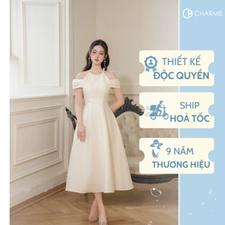 Đầm đi tiệc trễ vai cổ yếm cổ đính đá Charme 409035