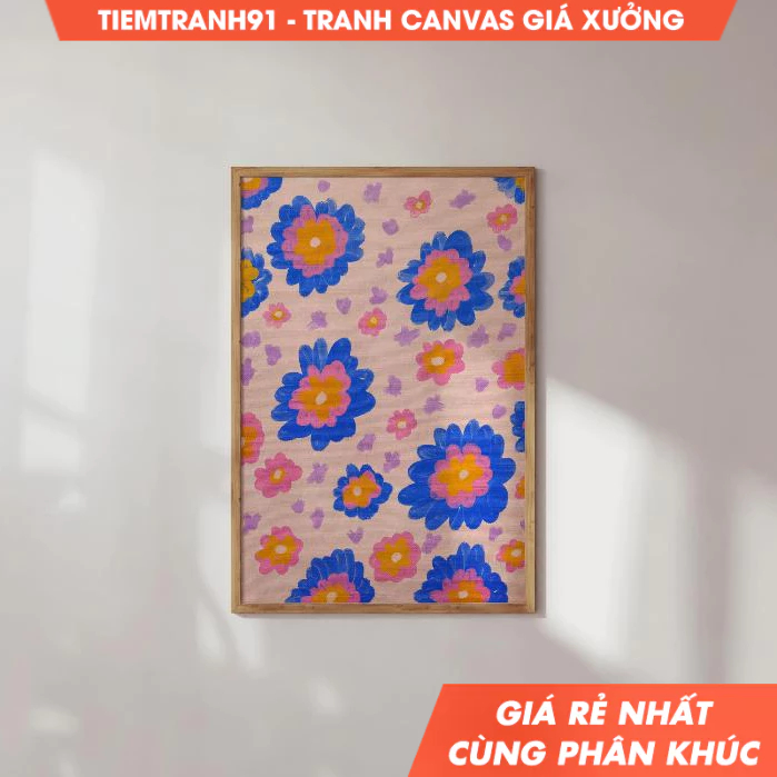 Tranh treo tường, Colorful Flower Frame, Colorful Wall Art, Floral Drawing, Printable Art, tặng kèm 