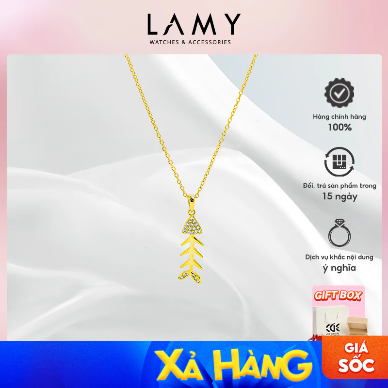 Dây chuyền bạc nữ LAMY Fish Bone Pendant Necklace Gold 6418GG