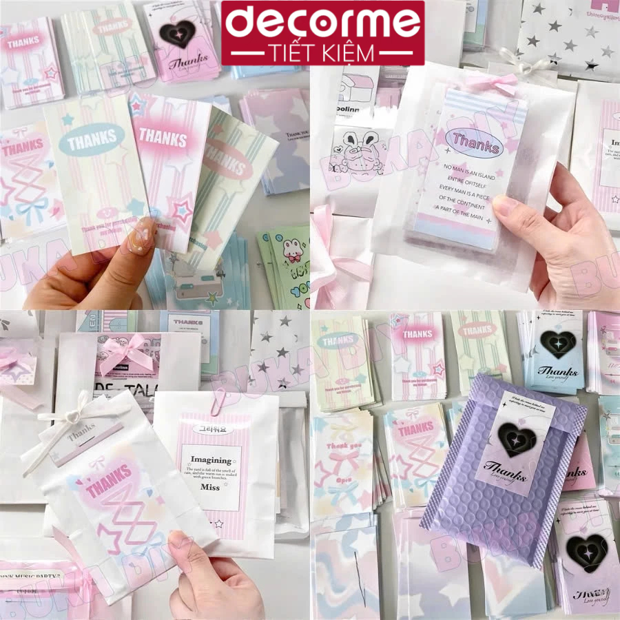 Sticker niêm phong BukaDIY set 30 50 100 tấm phong cách y2k đồ gói card phụ kiện gói hàng dễ thương 