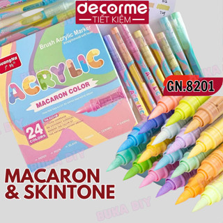  Bút Acrylic Marker Guangna 8201 Pastel Skintone set 24 màu mới tô vẽ trên mọi chất liệu 