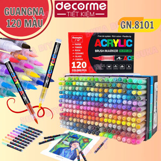 Set 120 Bút Brush GuangNa Bút Sơn Acrylic Chuyên Nghiệp Vẽ Tranh Tô Màu Vẽ Trên Mọi Chất Liệu