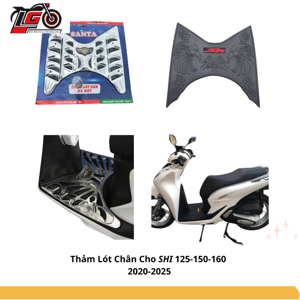 Thảm Lót Chân SH/ Thảm để chân SH 125i/160i đời xe năm 2020-2025- Chất liệu carbon, Xi, inox. cao su